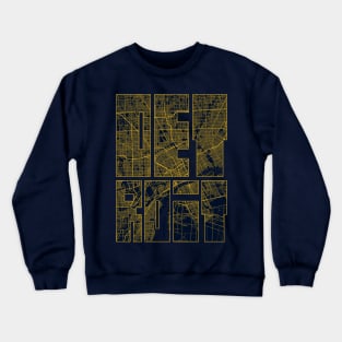 Detroit, USA City Map Typography - Gold Art Deco Crewneck Sweatshirt